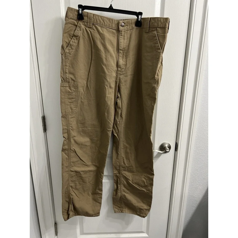 Carhartt Men's Loose Original Fit Canvas Work Dungaree Pants Dark Khaki 40X32